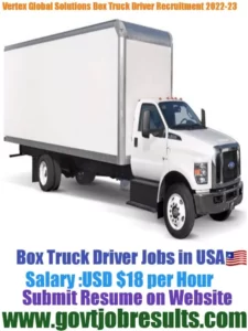 Vertex Global Solutions Box Truck driver Recruitment 2022-23