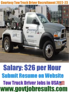 Courtesy Tow Truck Driver Recruitment 2022-23