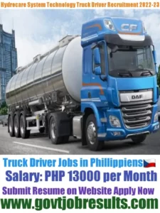 Hydrocare System Technology Truck Driver Recruitment 2022-23