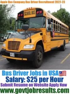 Apple Bus Company Bus driver Recruitment 2022-23