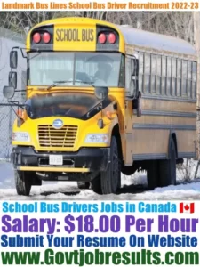 Landmark Bus Lines School Bus Driver Recruitment 2022-23