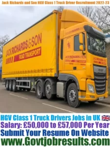 Jack Richards and Son HGV Class 1 Truck Driver Recruitment 2022-23
