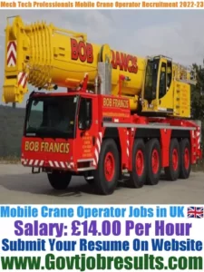 Mech Tech Professionals Mobile Crane Operator Recruitment 2022-23