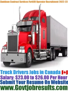 Davidson Contract Services Truck Driver Recruitment 2022-23