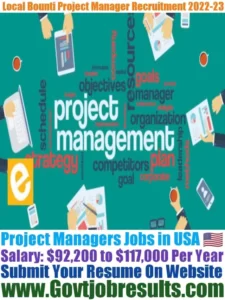 Local Bounti Project Manager Recruitment 2022-23