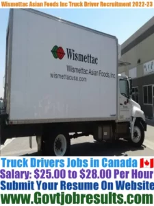 Wismettac Asian Foods Inc Truck Driver Recruitment 2022-23