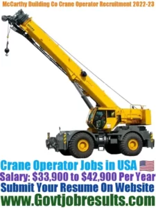 McCarthy Building Co Crane Operator Recruitment 2022-23
