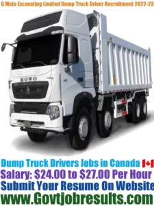 G Melo Excavating Limited Dump Truck Driver Recruitment 2022-23