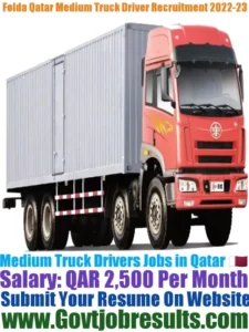 Folda Qatar Medium Truck Driver Recruitment 2022-23