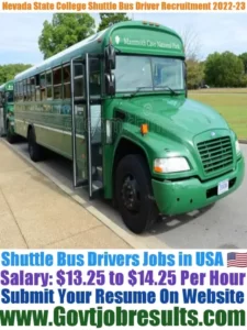 Nevada State College Shuttle Bus Driver Recruitment 2022-23