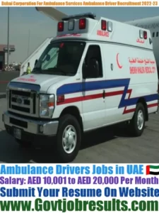 Dubai Corporation For Ambulance Services Ambulance Driver Recruitment 2022-23