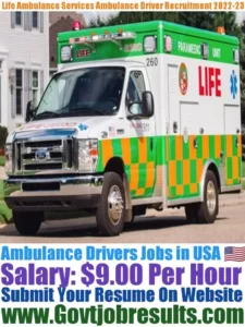 Life Ambulance Services Ambulance Driver Recruitment 2022-23