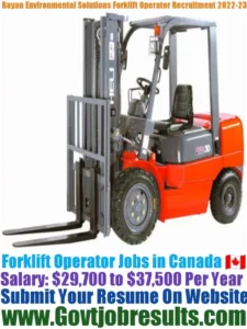 Rayan Environmental Solutions Forklift Operator Recruitment 2022-23