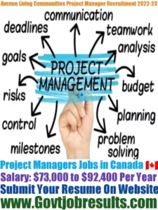 Avenue Living Communities Project Manager Recruitment 2022-23