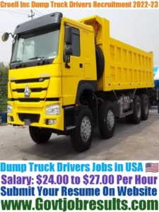 Croell Inc Dump Truck Driver Recruitment 2022-23