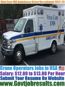 Vital Care EMS Ambulance Driver Recruitment 2022-23