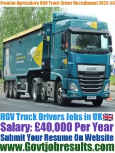 Frontier Agriculture HGV Truck Driver Recruitment 2022-23