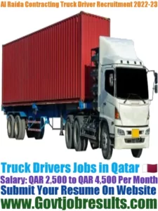 Al Raida Contracting Truck Driver Recruitment 2022-23