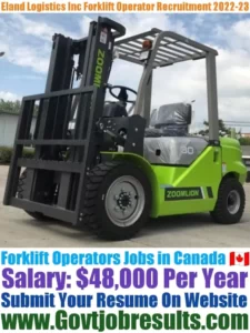 Eland Logistics Inc Forklift Operator Recruitment 2022-23