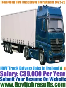 Team Obair HGV Truck Driver Recruitment 2022-23