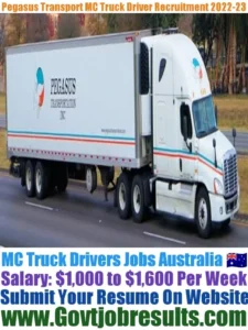 Pegasus Transport MC Truck Driver Recruitment 2022-23