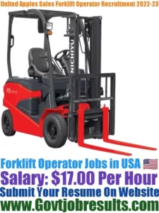 United Apple Sales Forklift Operator Recruitment 2022-23