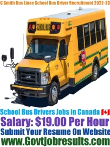 C Smith Bus Lines School Bus Driver Recruitment 2022-23