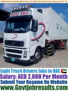 Al Mamaleek Building Materials LLC Light Truck Driver Recruitment 2022-23