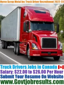 Nurse Scrap Metal Inc Truck Driver Recruitment 2022-23