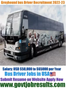 Greyhound Bus driver Recruitment 2022-23