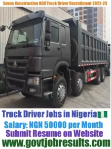 Sevan Construction HGV Truck Driver Recruitment 2022-23