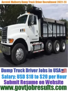Aerotek Mulberry Dump Truck Driver Recruitment 2022-23