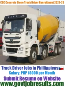 Concrete Stone Dump Truck Driver Recruitment 2022-23