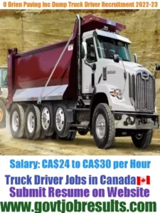 O Brien Paving INC Dump Truck driver Recruitment 2022-23