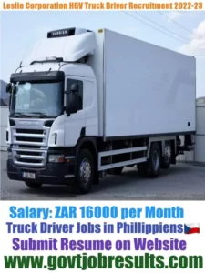 Leslie Corporation HGV Truck Driver Recruitment 2022-23