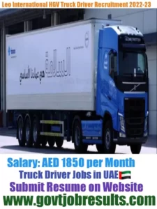 Leo International HGV Truck Driver Recruitment 2022-23