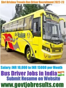 Shri Krishna Travels Bus Driver Recruitment 2022-23