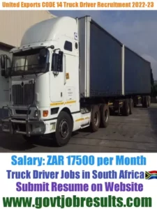 United packhouse CODE 14 Truck Driver Recruitment 2022-23
