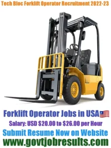 Techo Bloc Forklift Operator Recruitment 2022-23