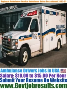 Regional Ambulance Service Ambulance Driver Recruitment 2022-23