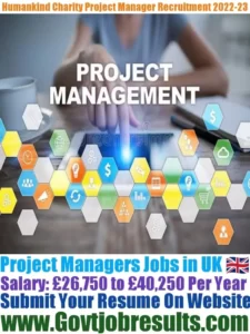 Humankind Charity Project Manager Recruitment 2022-23