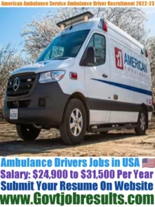 American Ambulance Service Ambulance Driver Recruitment 2022-23