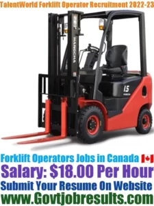 TalentWorld Ltd Forklift Operator Recruitment 2022-23
