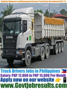 Mediatrix Manpower and Management Services Inc Truck Driver Recruitment 2022-23