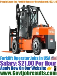 PeopleShare Inc Forklift Operator Recruitment 2022-23