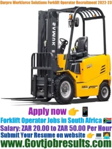 Durpro Workforce Solutions Forklift Operator Recruitment 2022-23