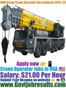 NIM Group Crane Operator Recruitment 2022-23