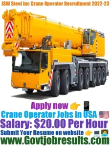 JSW Steel Inc Crane Operator Recruitment 2022-23