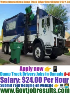 Waste Connections Dump Truck Driver Recruitment 2022-23
