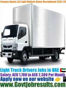 Cosmos Sports LLC Light Truck Driver Recruitment 2022-23